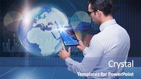  Presentation with futuristic - Theme with earth big data - businessman in futuristic computing concept background and a  colored foreground