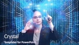  Presentation with global - Cool new slides with earth big data - businesswoman in global business concept backdrop and a navy blue colored foreground