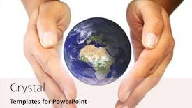  Presentation with earth - Amazing slides having earth-care-in-your-hands backdrop and a lemonade colored foreground