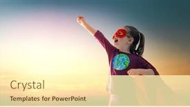  Presentation with child superhero - Audience pleasing PPT theme consisting of earth-day-concept-child-superhero backdrop and a cream colored foreground
