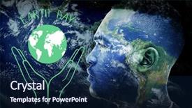  Presentation with earth day - PPT theme enhanced with earth day graphic against earth overlay on face background and a navy blue colored foreground