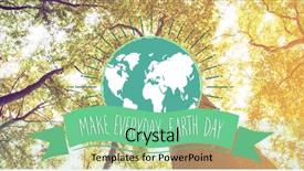  Presentation with earth day - Beautiful presentation theme featuring earth day graphic against low backdrop and a seafoam green colored foreground