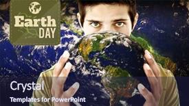  Presentation with earth day - Presentation theme enhanced with world map - earth day graphic against man background and a navy blue colored foreground