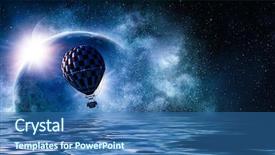  Presentation with animated hot air balloon - PPT theme consisting of blue earth free - air balloon in sea background and a teal colored foreground