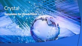  Presentation with fiber optic - PPT theme with earth-globe-against-fiber-optic background and a teal colored foreground