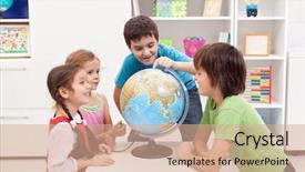  Presentation with earth kids - Presentation theme consisting of earth globe and telling background and a coral colored foreground