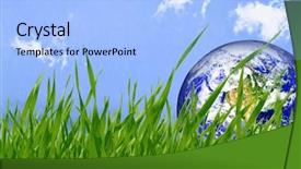  Presentation with green globe - Amazing slides having earth globe in green grass backdrop and a light blue colored foreground