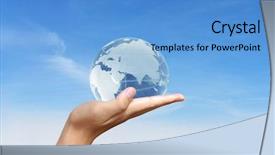  Presentation with globe - Audience pleasing theme consisting of earth globe in his hand backdrop and a teal colored foreground