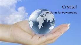  Presentation with globe - Slide deck featuring earth globe in his hands background and a light blue colored foreground