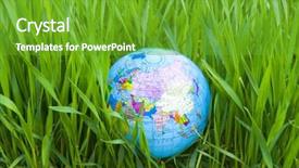  Presentation with earth - PPT theme consisting of earth globe in hte grass background and a  colored foreground