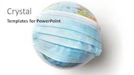  Presentation with world globe earth - Beautiful presentation design featuring earth-globe-in-medical-mask backdrop and a white colored foreground