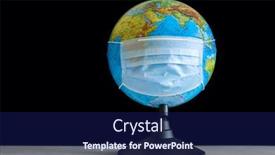  Presentation with medical face mask - Beautiful slides featuring earth-globe-in-sterile-medical backdrop and a navy blue colored foreground