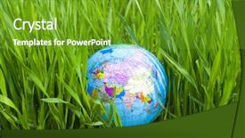  Presentation with world geography earth globe model - Presentation theme with earth globe in the grass background and a  colored foreground