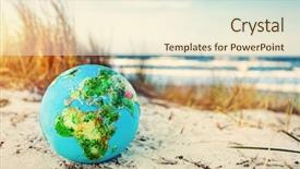  Presentation with environment protection - Cool new presentation with earth globe on the beach backdrop and a cream colored foreground