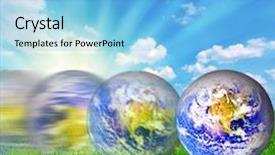  Presentation with earth atmosphere - PPT layouts with earth globe rolling on green background and a light blue colored foreground