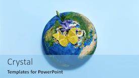  Presentation with light blue - PPT layouts consisting of earth-globe-with-flowers background and a light blue colored foreground