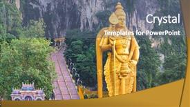  Presentation with kuala lumpur - Colorful presentation design enhanced with earth history - batu caves statue and entrance backdrop and a gray colored foreground