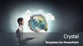  Presentation with history book - Slide deck enhanced with earth history - young man with opened book background and a dark gray colored foreground