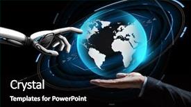  Presentation with business intelligence - Beautiful PPT theme featuring earth hologram over black background backdrop and a black colored foreground