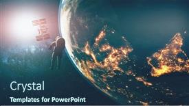  Presentation with international space station - Beautiful slide deck featuring earth-illuminated-sihouette-of-spacer backdrop and a ocean colored foreground