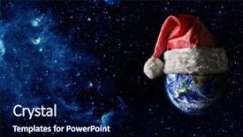  Presentation with outer space christmas - Slides featuring earth is wearing a hat background and a navy blue colored foreground
