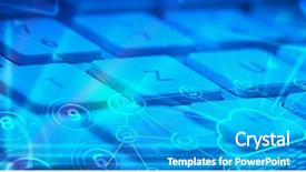  Presentation with cloud computing - PPT theme enhanced with earth key - computer keyboard with glowing cloud background and a teal colored foreground