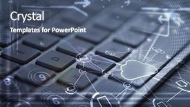  Presentation with cloud computing - Slide deck featuring earth key - computer keyboard with glowing cloud background and a ocean colored foreground