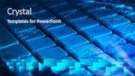  Presentation with programming - PPT layouts enhanced with earth key - computer keyboard with glowing codes background and a navy blue colored foreground