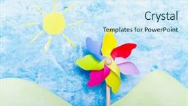  Presentation with earth kids - Beautiful slides featuring earth kids - colorful windmill toy on green backdrop and a sky blue colored foreground