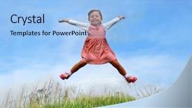  Presentation with meadow - Slides having earth kids - fun on the meadow background and a light blue colored foreground