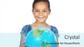  Presentation with earth kids - Beautiful slides featuring earth kids - girl with a globe backdrop and a cyan colored foreground
