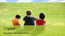  Presentation with earth kids - Slides enhanced with earth kids - happy children in grass background and a yellow colored foreground