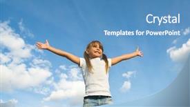  Presentation with earth kids - PPT theme having earth kids - little girl outdoor standing high background and a teal colored foreground