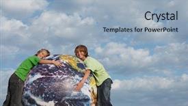  Presentation with earth kids - Audience pleasing PPT layouts consisting of earth kids - protect the world nasa image backdrop and a light blue colored foreground