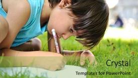  Presentation with reading and writing - Cool new presentation with earth kids - young boy outdoors backdrop and a seafoam green colored foreground