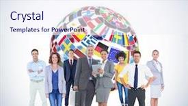  Presentation with world flags - Slides enhanced with earth made of flags background and a sky blue colored foreground