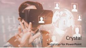  Presentation with circuit board - Audience pleasing PPT layouts consisting of earth maths - futuristic technology interface against circuit backdrop and a coral colored foreground