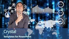  Presentation with thinking minds - Audience pleasing presentation theme consisting of earth maths - thinking businessman holding pen backdrop and a ocean colored foreground