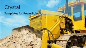  Presentation with bulldozer - Beautiful slides featuring earth movers - bulldozer at work on blue backdrop and a light blue colored foreground