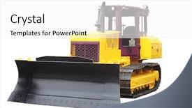  Presentation with bulldozer - Amazing PPT theme having earth movers - bulldozer under the white background backdrop and a white colored foreground