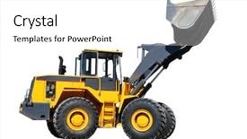  Presentation with wheel loader - Colorful slides enhanced with earth movers - diesel wheel loader with risen backdrop and a white colored foreground
