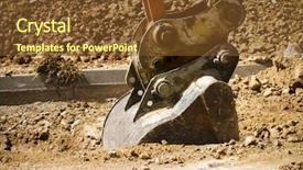  Presentation with excavator - PPT layouts featuring earth movers - excavator digging a deep trench background and a tawny brown colored foreground