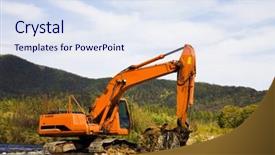  Presentation with dredging - Beautiful slides featuring earth movers - excavator dredging sediment mud backdrop and a sky blue colored foreground