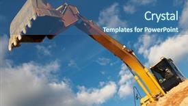  Presentation with excavator - Beautiful presentation featuring earth movers - excavator loader machine with risen backdrop and a ocean colored foreground