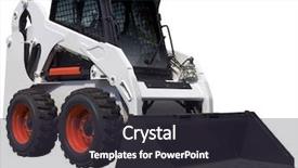  Presentation with bulldozer - Slides with earth movers - small bulldozer isolated with clipping background and a  colored foreground