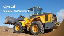  Presentation with bulldozer - Presentation theme enhanced with earth movers - wheel loader bulldozer with bucket background and a teal colored foreground