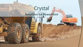  Presentation with loading - Audience pleasing slides consisting of earth movers - wheel loader excavator machine loading backdrop and a sky blue colored foreground