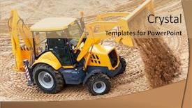  Presentation with wheel loader - Cool new slides with earth movers - wheel loader excavator with backhoe backdrop and a coral colored foreground