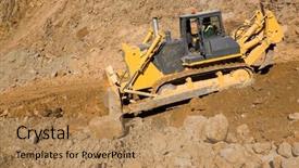  Presentation with bulldozer - Presentation theme with earth moving equipments - bulldozer on a building site background and a coral colored foreground