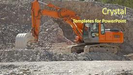  Presentation with earth moving construction - Presentation design with earth moving equipments - excavator at a construction site background and a tawny brown colored foreground
